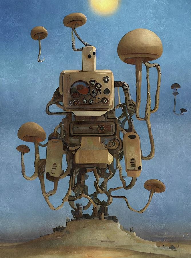 Lonely Little Robot  Digital Art by Ally White