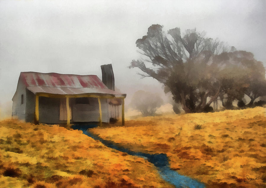 Lonely metal hut Painting by George Rossidis