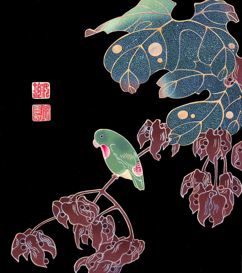 Lonely Parrot, Japanese Art Digital Art by Long Shot