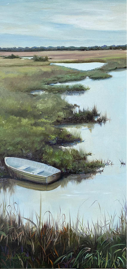Lonely Rowboat Painting by Judy Rixom