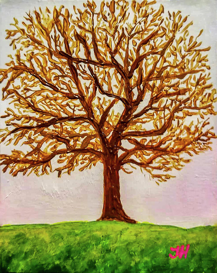 Lonely Winter Tree Painting by Jean Haynes