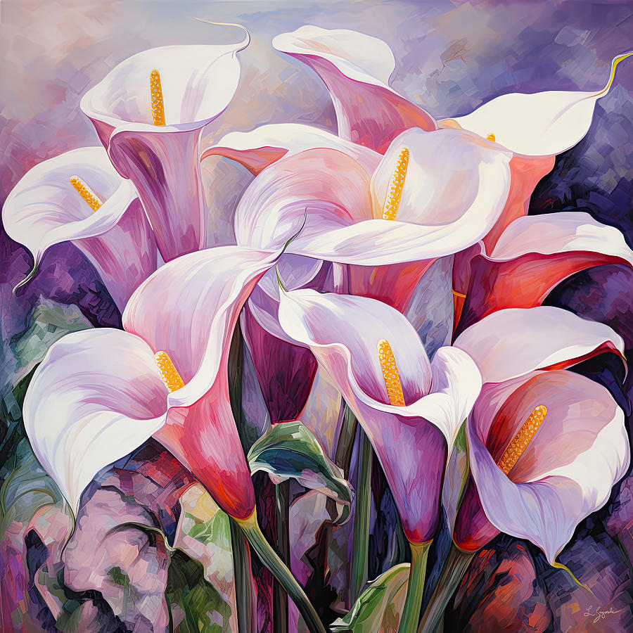 Lonesome And Blue- Blue Calla Lily Paintings Painting by Lourry Legarde