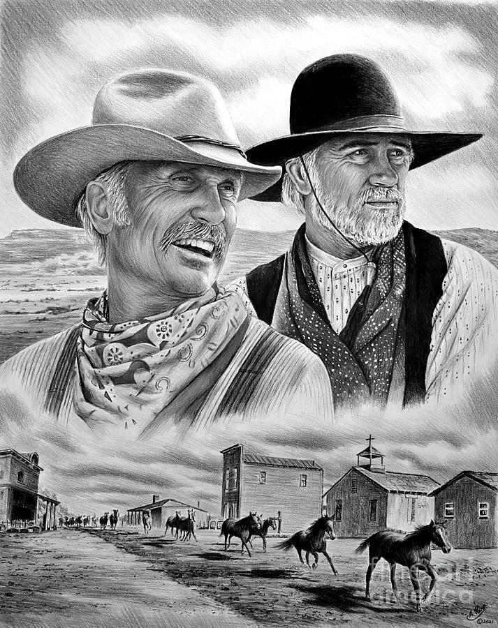 Lonesome Dove bw version Drawing by Andrew Read