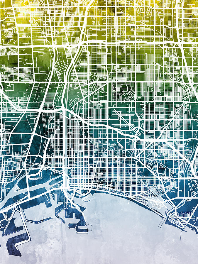 Long Beach California City Street Map #64 Digital Art by Michael Tompsett