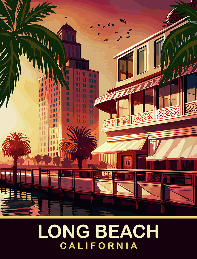 Long Beach Digital Art - Long Beach, California by Long Shot
