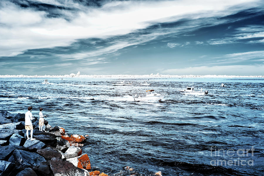 Long Beach Island Fishing Blues Infrared Photograph by John Rizzuto