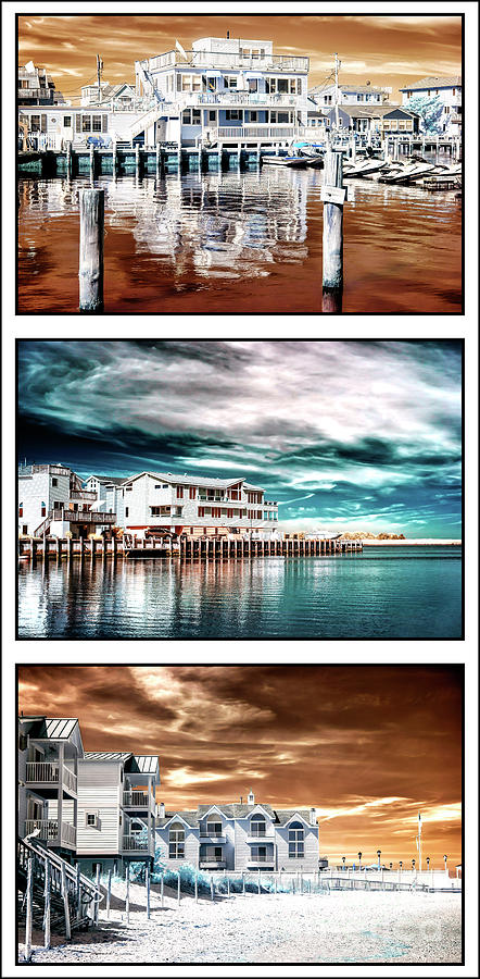 Long Beach Island Infrared Living Triptych Photograph by John Rizzuto