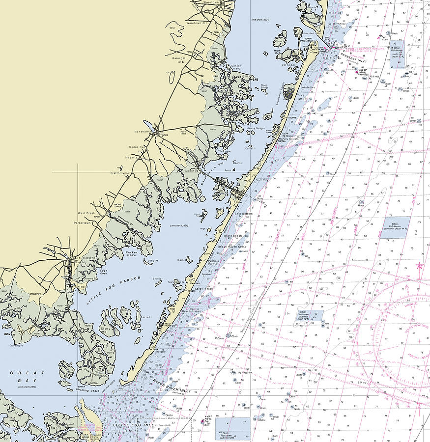 Long Beach Island New Jersey Nautical Chart Digital Art by Sea Koast