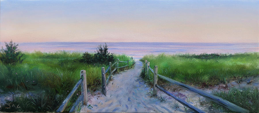 Long Beach Path- twilight Painting by Jonathan Guy-Gladding JAG