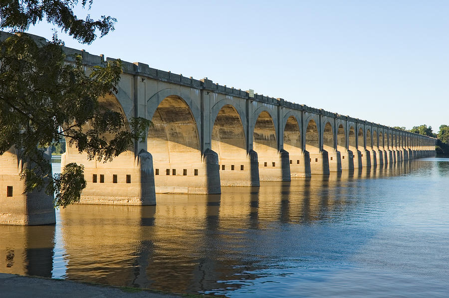 Long Bridge Arches Over River, Harrisburg, PA, USA Photograph by Catnap72