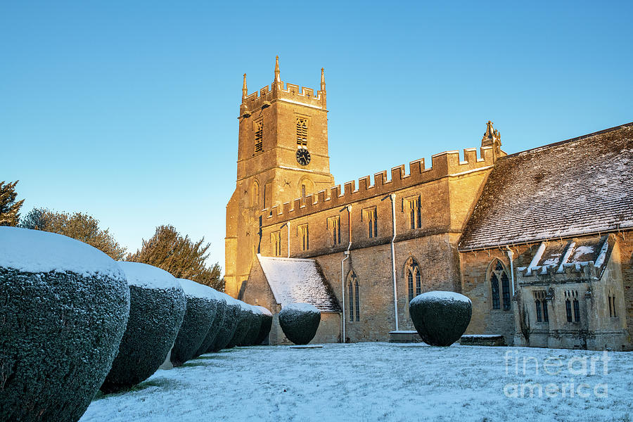 Long Compton Church in the January Snow at Sunrise Photograph by Tim Gainey