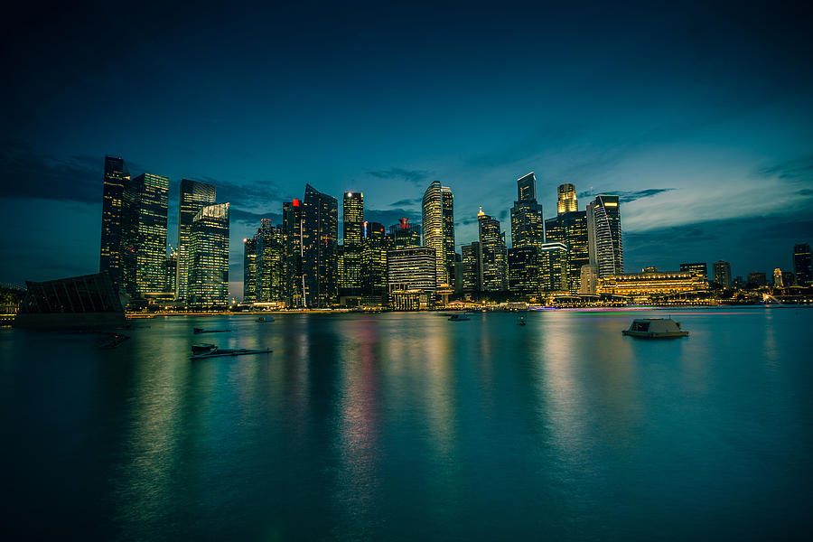 Long exposure dusk cityscape with low key filter Photograph by JoZtar