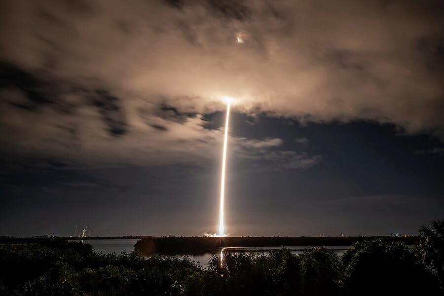 Space Photograph - Long Exposure Falcon 9 Rocket Launch by Realistic Space