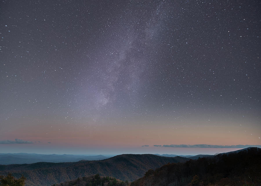 Long exposure in Blue Ridge Parkway with Milky Way in the horizon Photograph by Rod Gimenez