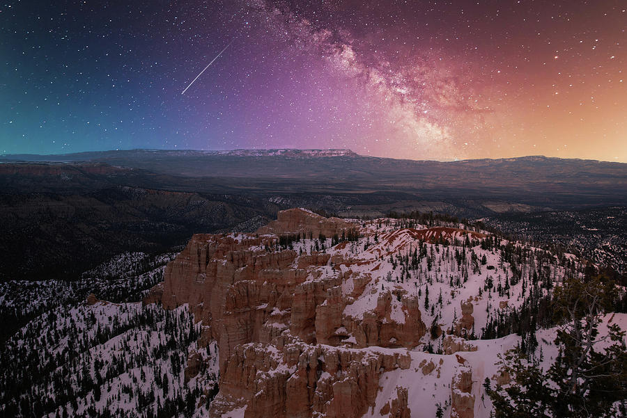 Long exposure milk way just after sunset on Bryce Canyon National Park Photograph by Rod Gimenez