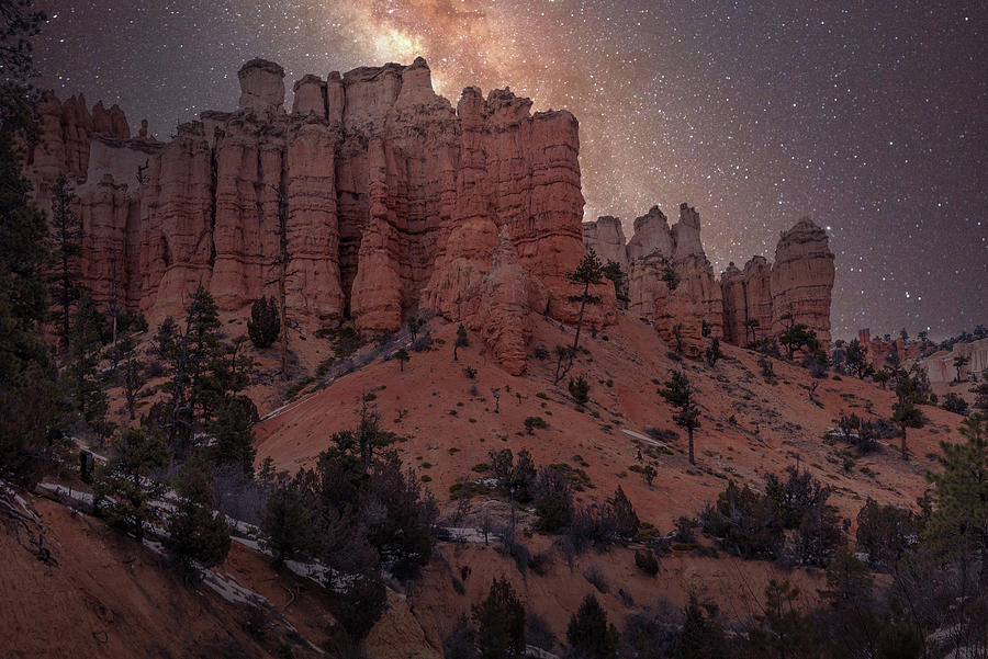 Long Exposure Milky Way On Mossy Cave Trail In Bryce Canyon National Park Photograph