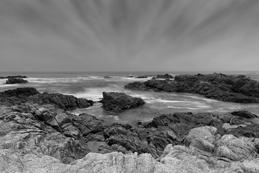 Pacific Grove Coast in black and white Photograph by Alessandra RC
