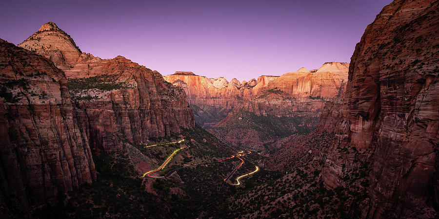 Long Exposure of Traffic In Zion Canyon Photograph by Kelly VanDellen