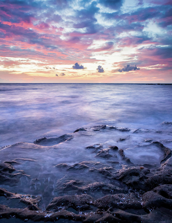 Nature Photograph - Long exposure sea and rocks at twilight by Juhani Viitanen