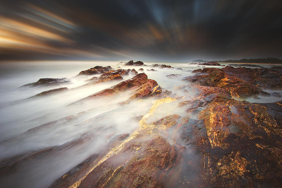 Long exposure shot of stormy seascape. A concept of natures power. Photograph by Nazman Mizan