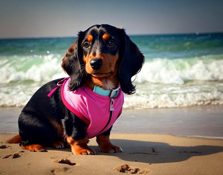 Dachshund Ai Art - Long-haired Black and Tan Dachshund by Jim Thompson
