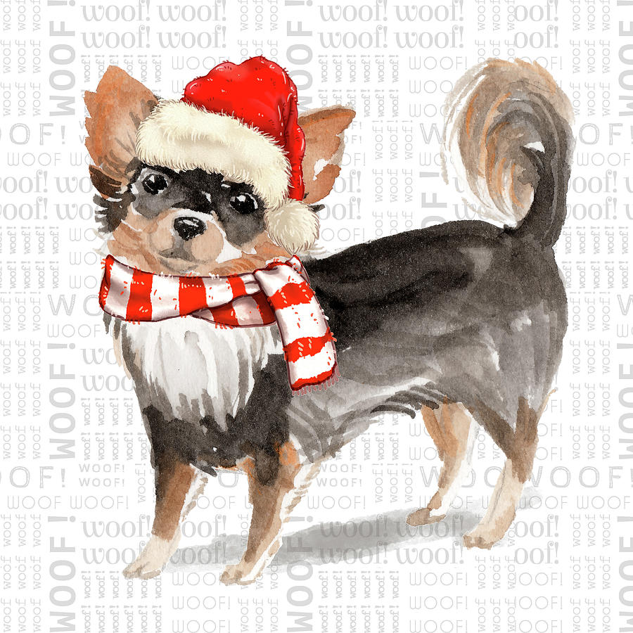 Long Haired Chihuahua Christmas Dog Digital Art by Doreen Erhardt