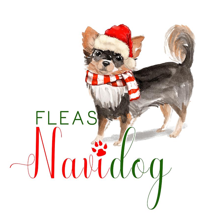 Long Haired Chihuahua Funny Fleas Navidog Christmas Digital Art by Doreen Erhardt