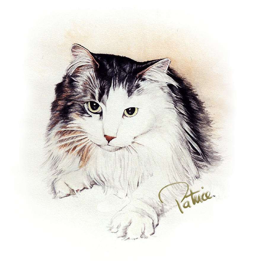 Long Haired Kitty Painting by Patrice Clarkson
