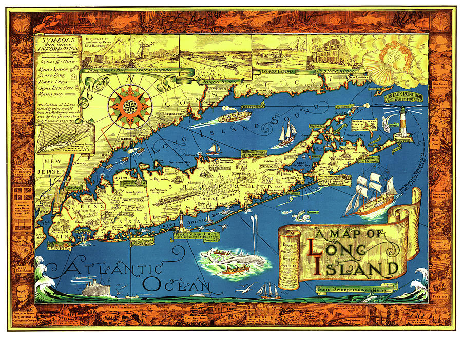 Long Island Map Digital Art by Gary Grayson