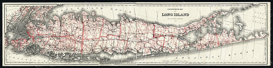 Long Island Map published 1892, a digitally restored historic map Photograph by Phil Cardamone