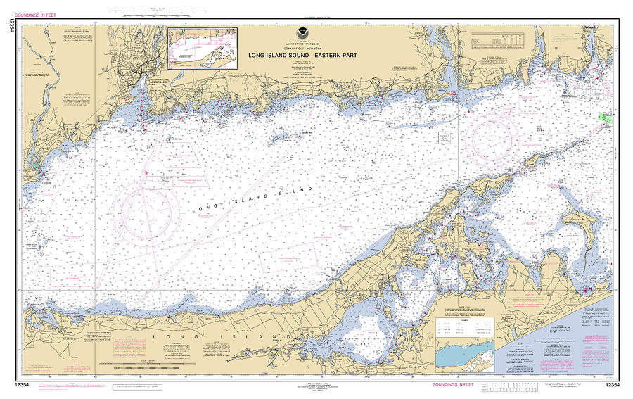 Long Island Sound Eastern Part Noaa Chart 12354 Digital Art By