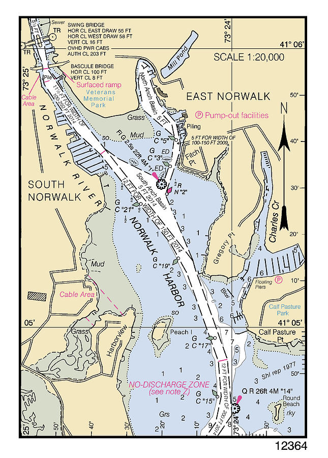 Long Island Sound Norwalk Harbor Inset, Noaa Chart12364_3 Digital Art ...