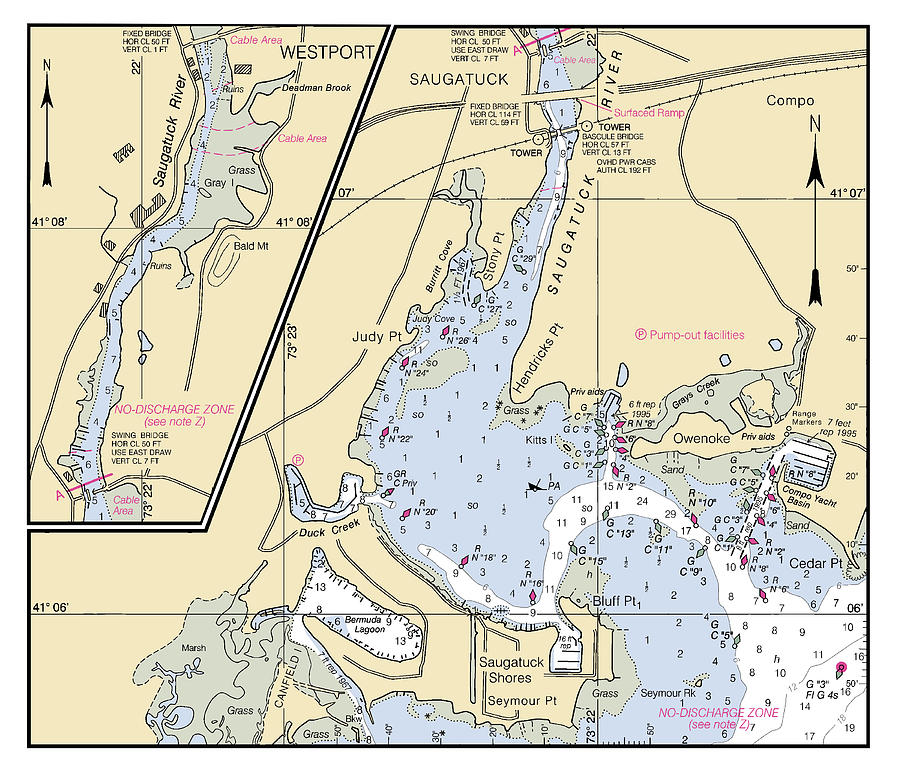 Long Island Sound Saugatuck River Inset, Noaa Chart 12364_6 Digital Art ...