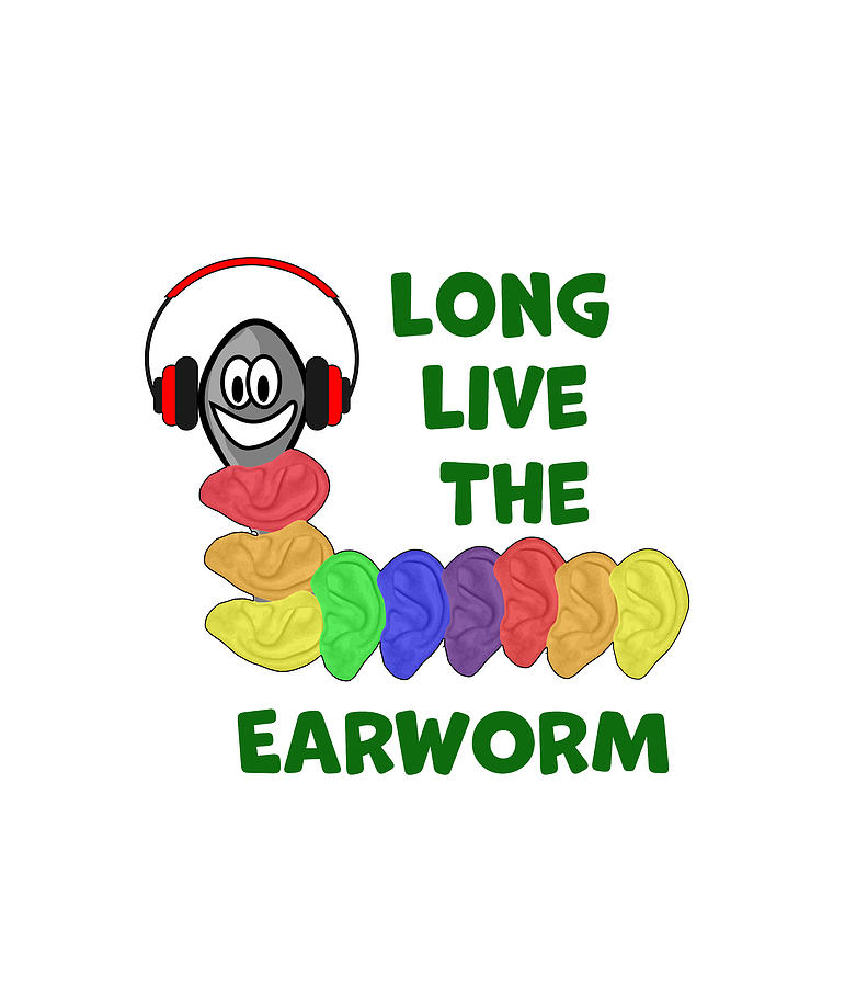 LONG LIVE THE EARWORM with Rainbow Ears Digital Art by Ali Baucom