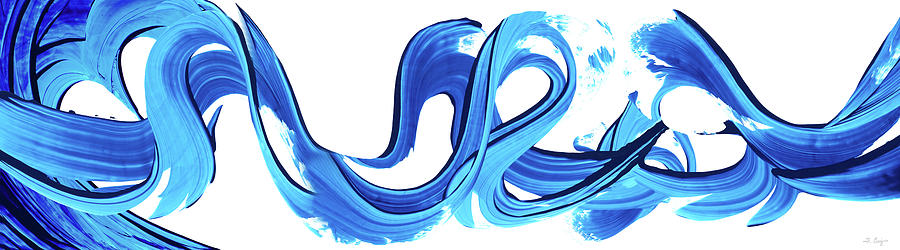 Long Pure Water Wave Art TWO Painting by Sharon Cummings