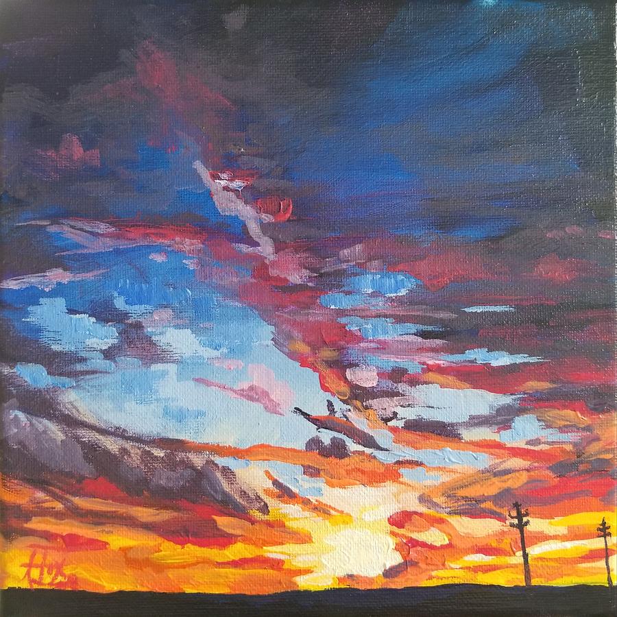 Sunset Painting - Long Road Home by Allison Fox