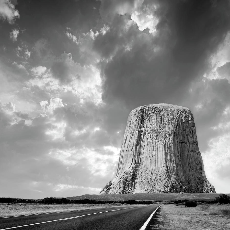 Long Road to Devils Tower BW Photograph by Bob Pardue