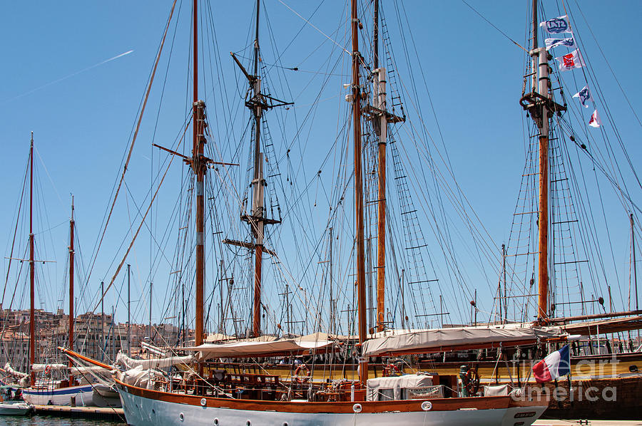 Long Ships in Marseille Old Port Harbor Photograph by Bob Phillips