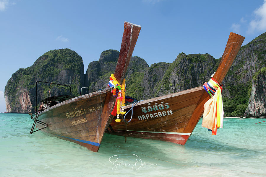 Long-tail boats, Thailande Photograph by Sebastien DELACROSE