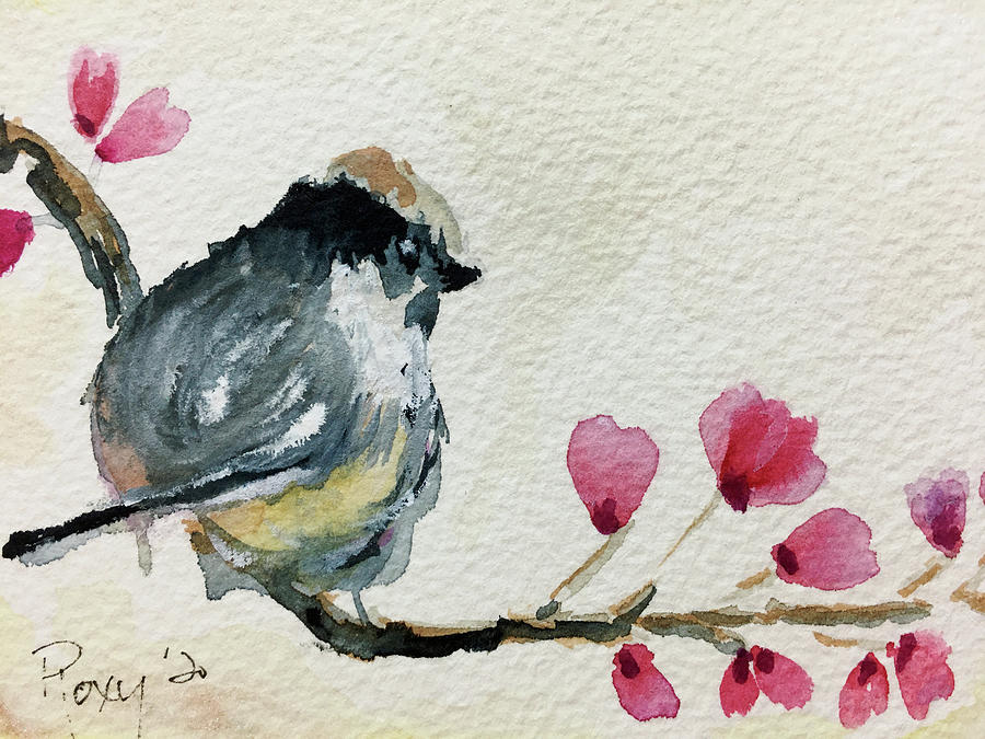 Long Tailed Tit With Cherry Blossoms Painting