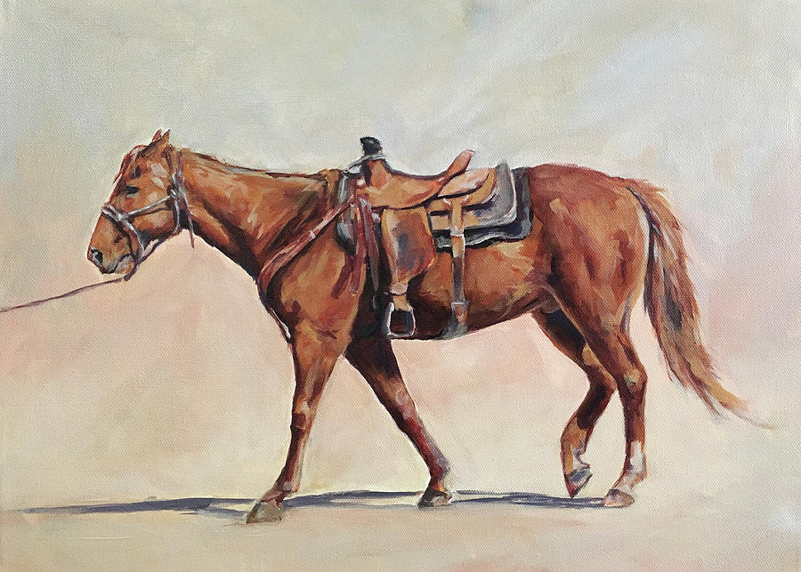 Horse Painting - Long Walk Home 1 by Joan Frimberger