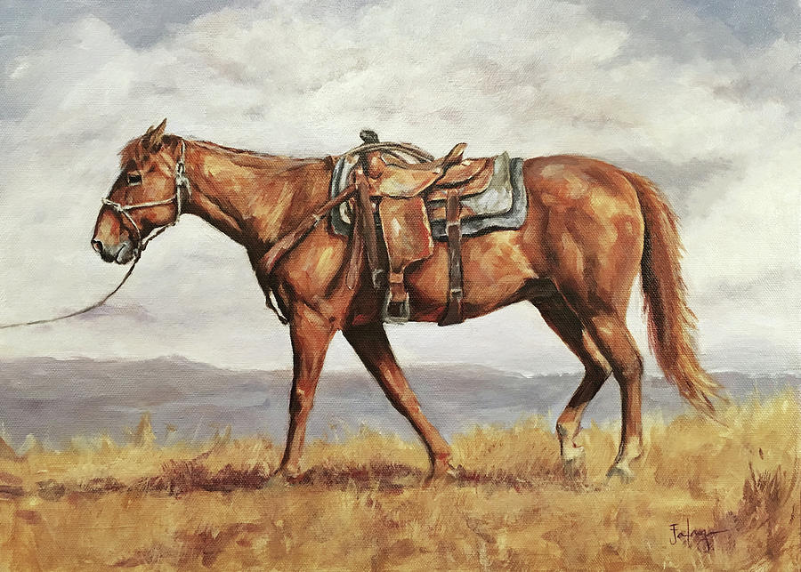 Horse Painting - Long Walk Home 2 by Joan Frimberger