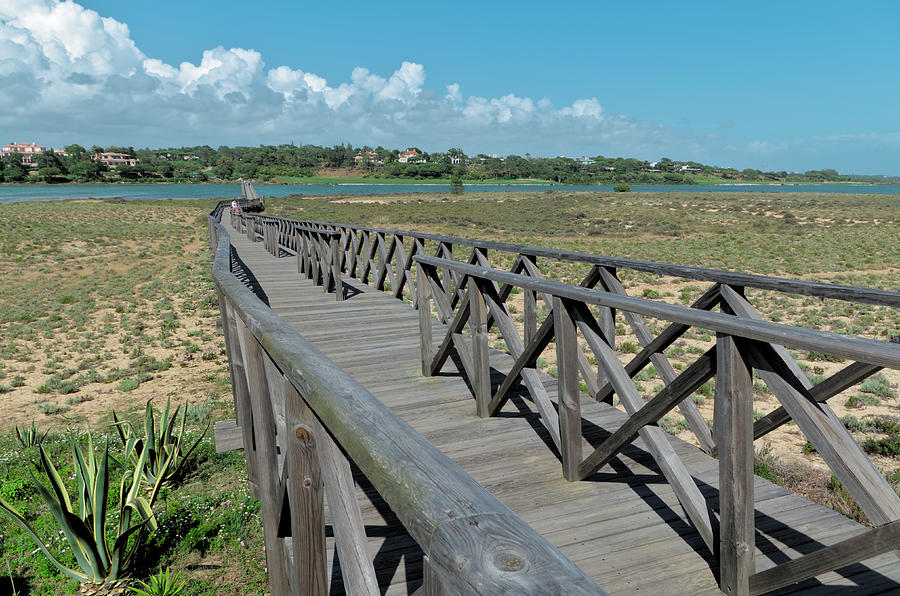 Long wooden bridge of Quinta do Lago Photograph by Angelo DeVal