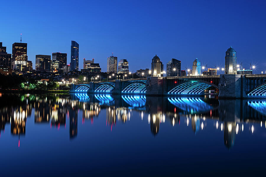 Longfellow Bridge Blue Reflection Charles River Boston MA Blue Reflection Photograph by Toby McGuire