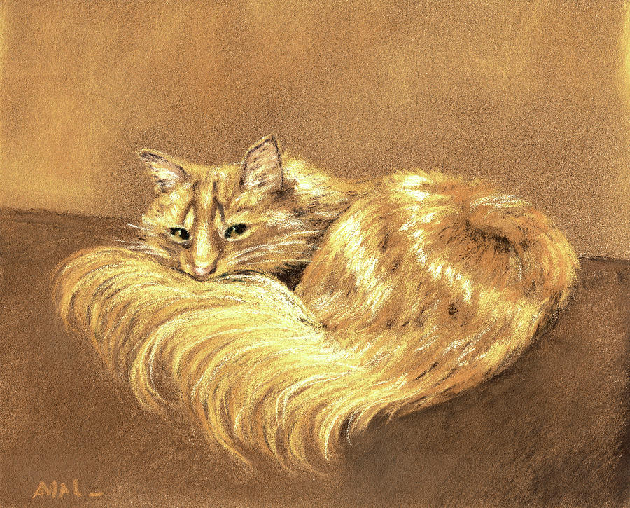 Longhair Orange Tabby Painting by Anastasiya Malakhova