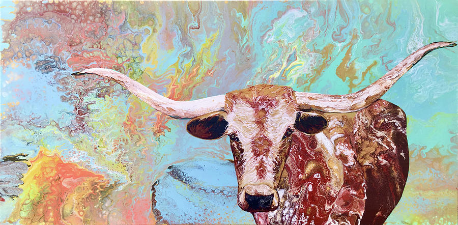 Longhorn and Turquoise Sky Painting by Micheal Kitchens - Fine Art America