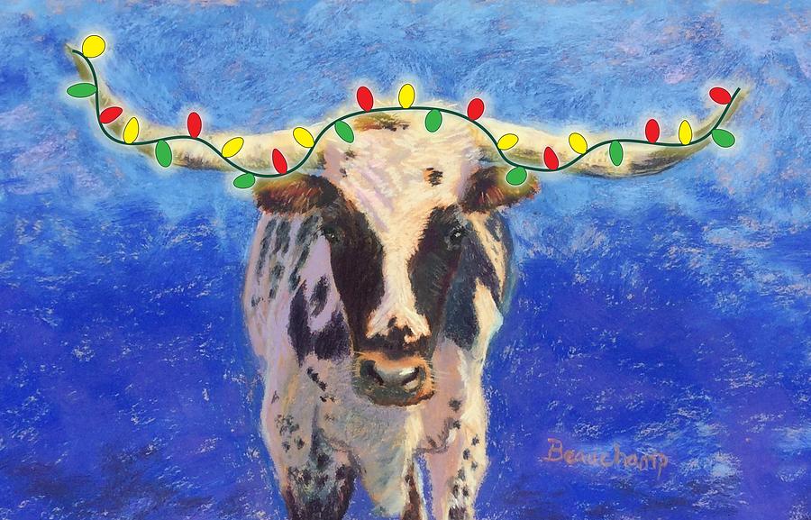 Longhorn Christmas Pastel by Nancy Beauchamp