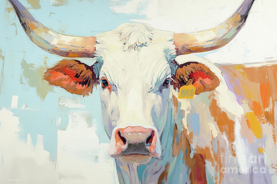 Longhorn Cow Painting by Tina LeCour Longhorn Cow Painting by Tina LeCour