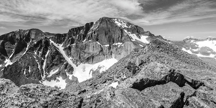 Longs from Mt. Lady Washington BW Photograph by Aaron Spong