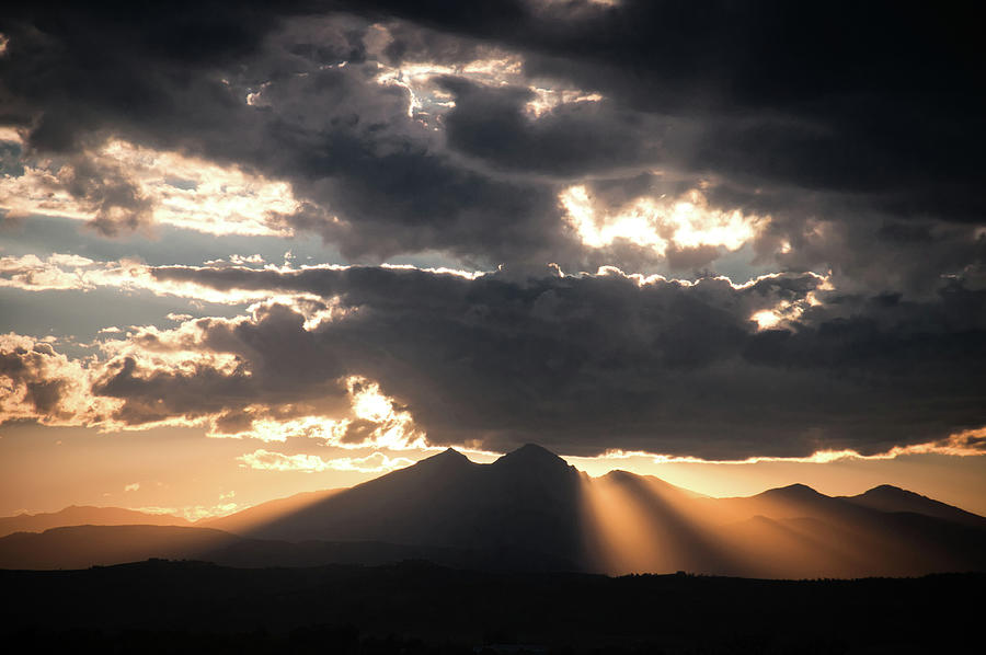 Longs Peak Colorado Sunset Rays Photograph by Chance Kafka